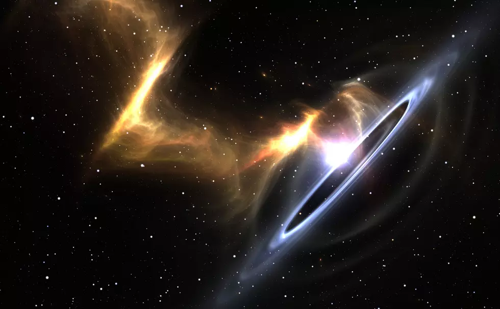 Stars and material falls into a black hole