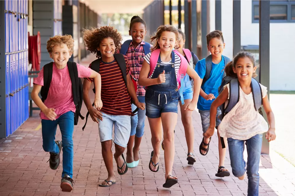 Schoolchildren on walkway