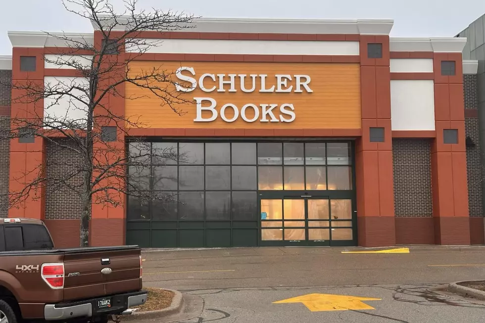 A new sign marks where Schuler Books is moving within Meridian Mall in Okemos, Michigan. Photo via Scott Clow, Townsquare Media Lansing