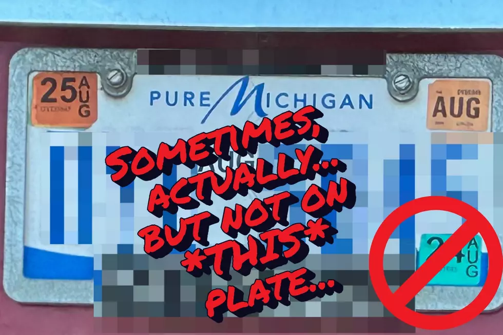 This one's kind of tricky. There are certain Michigan plates - such as the Water/Winter Wonderland plate - where the renewal sticker goes in the bottom right corner. These are the exception, not the rule. (Photos via Canva and JR, Townsquare Media Lansing)