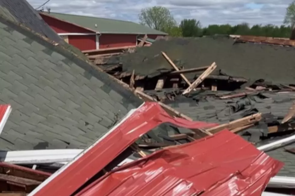 An EF-1 tornado destroyed this barn at Hidden Creek Farms in Charlotte, Michigan, on May 16, 2025. (Photo via Facebook - Marz Anderson WILX)