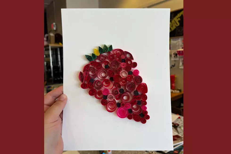 The Craft Bar in Old Town Lansing - Paper quilling strawberry - craft learned at The Craft Bar
