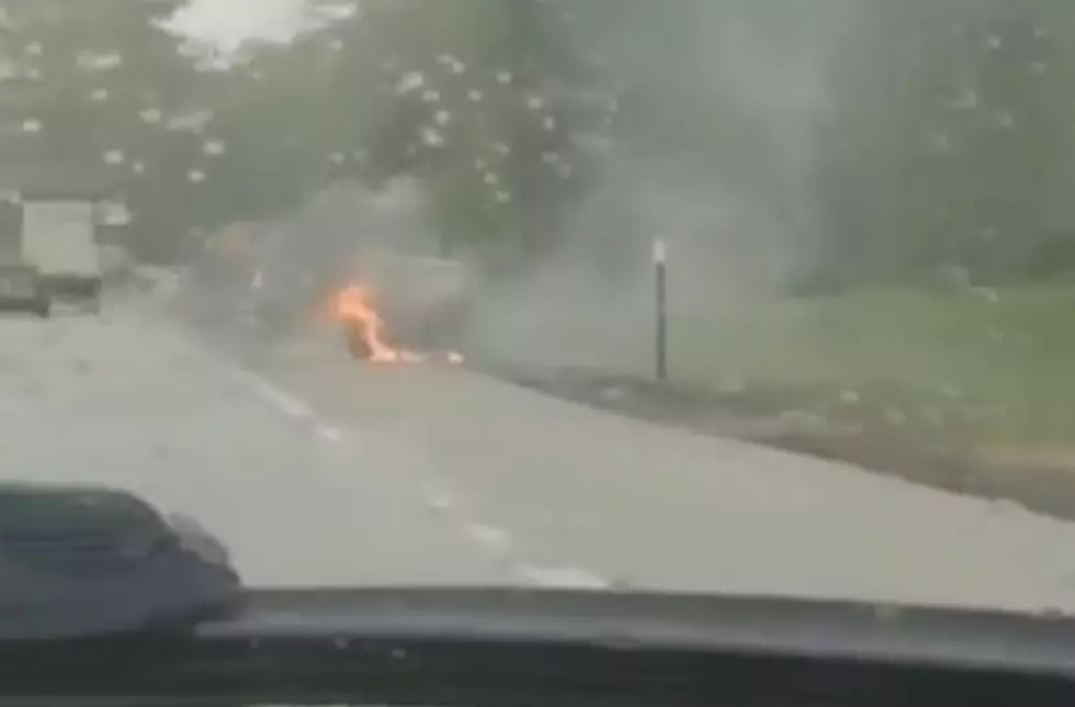 WATCH: Car on Fire on the Saco Exit Ramp of I-95 South