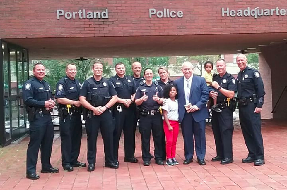 Girl Hugging, Thanking Cops Across Country Stops In Maine