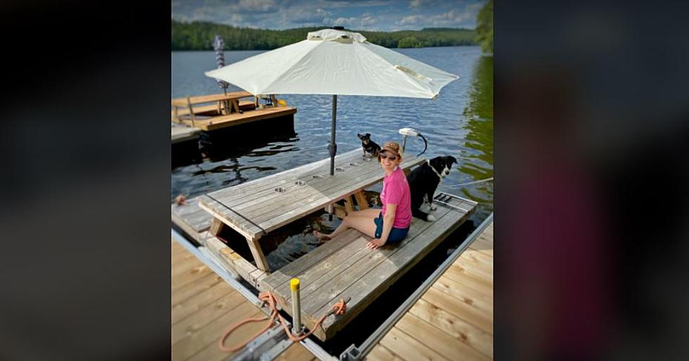Enjoy Maine Lakes in a Motorized Floating Picnic Table