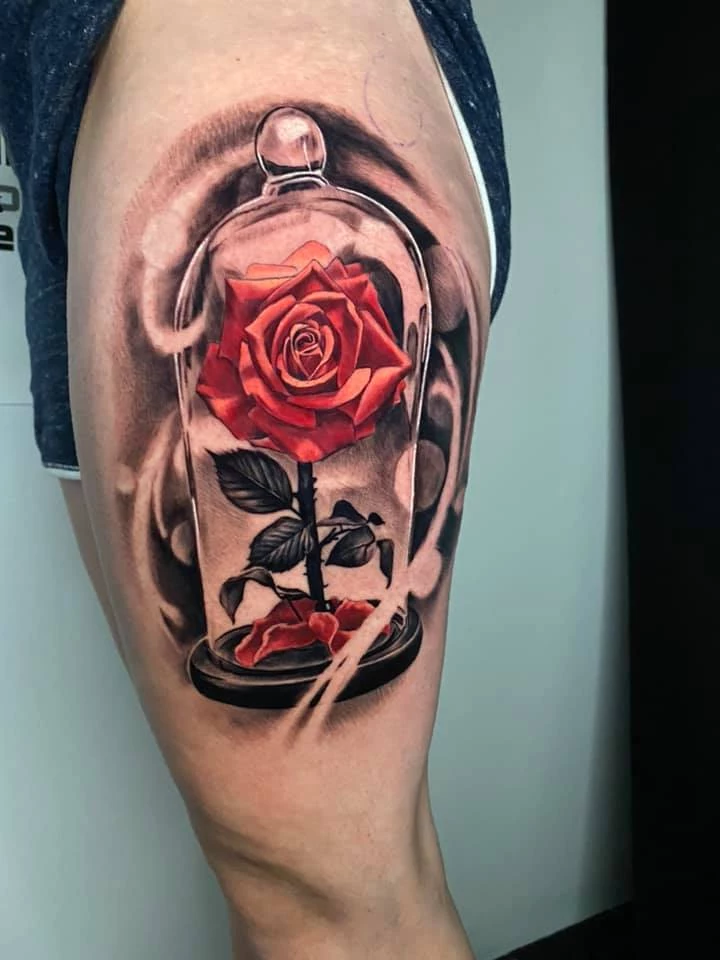 Red flower 🌹 🤍#fakebody #fyp #tattoo #tattoos #ink #flowers | Tattoo Art  | TikTok