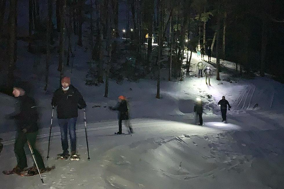 Experience Winter Adventure at Night With This Full Moon Snowshoe Hike in Maine