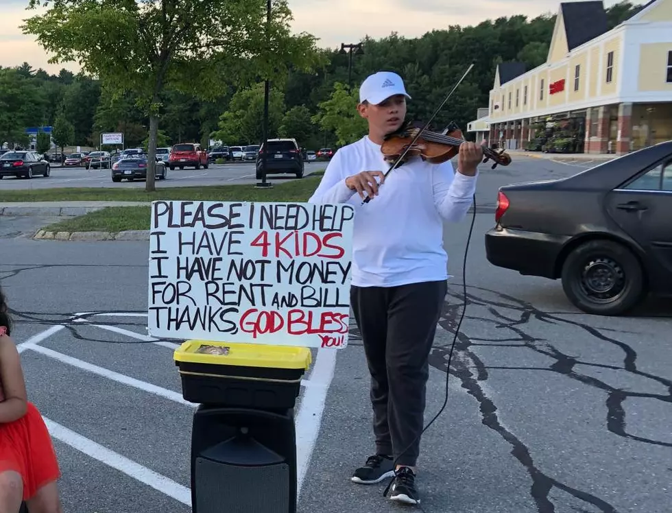 12 Year Old Plays Violin in Falmouth to Help Family Pay Rent