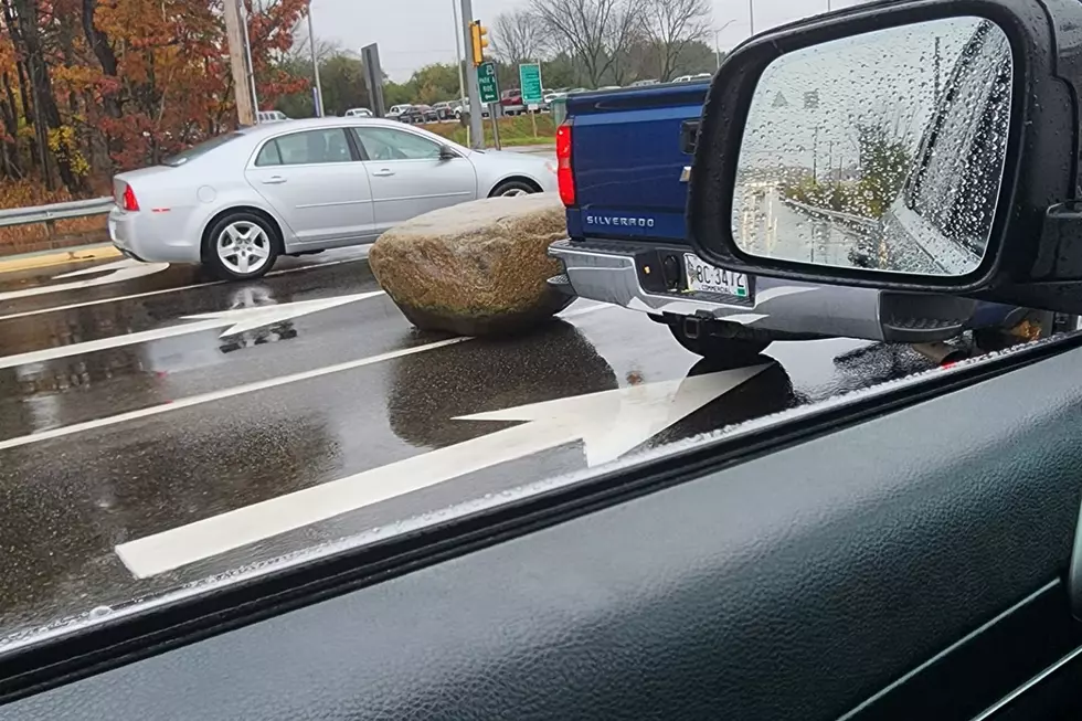 This Boulder That Ended Up in the Road in Biddeford, Maine, is Thick With Irony