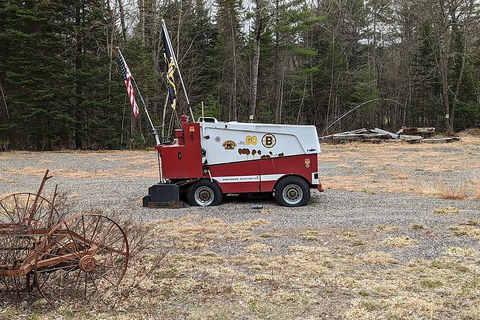 Only in Maine: A Boston Bruins Zamboni in a Field on the Side of the Road
