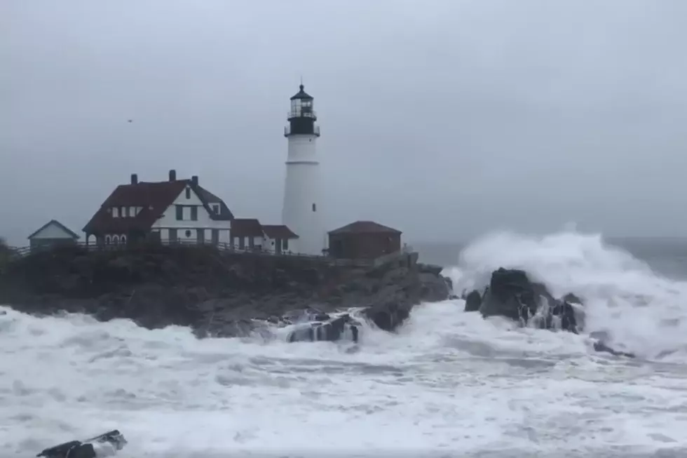 Check Out the Raging Waves at Portland Head Light Yesterday