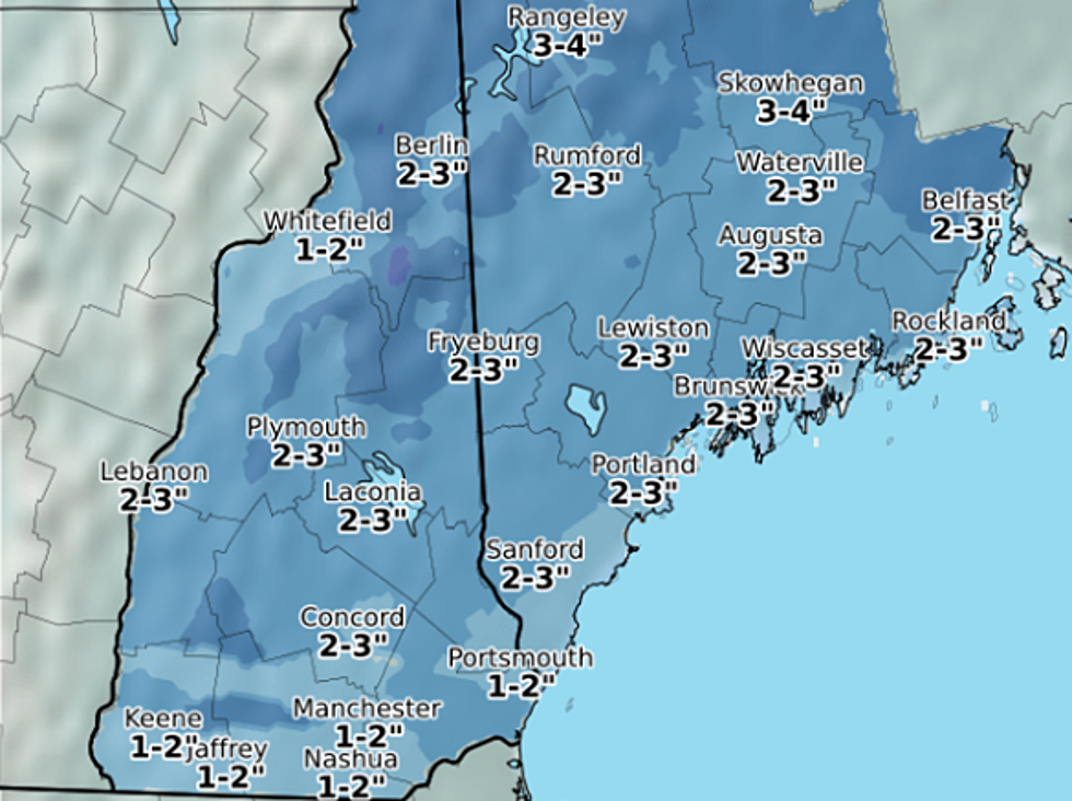 Here’s the Latest Snow Amounts Expected for Maine Through Thursday