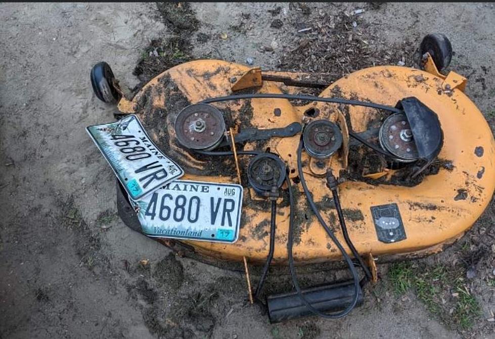 Real Maine: Using Old License Plates to Hold Together a Lawnmower