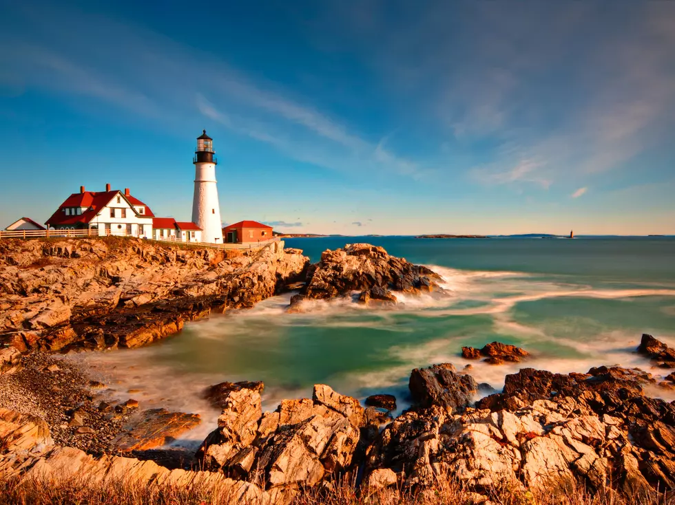 The Portland Head Light at sunrise just outside of Portland, Maine.