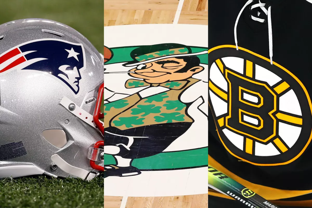 Boston sports teams logo Bruins, Patriots, Red Sox and Celtics