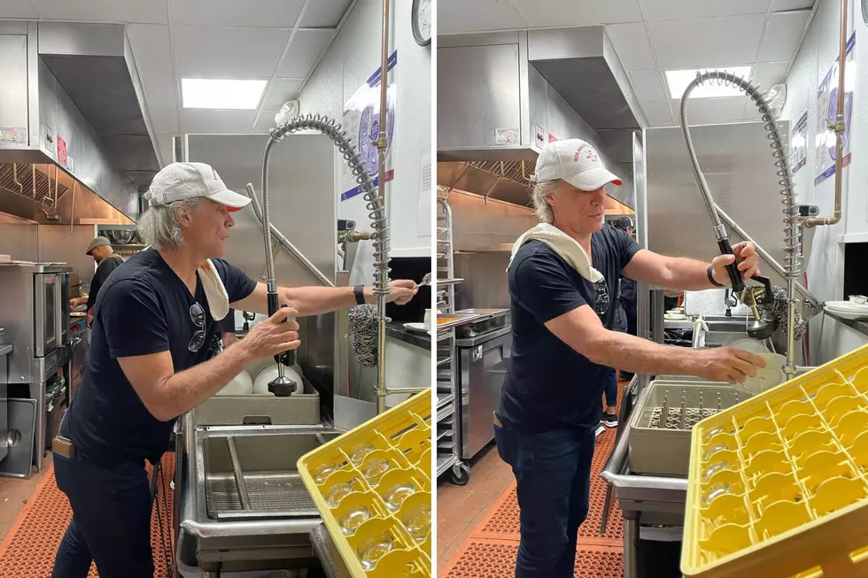 Why is New England Pats Super Fan Jon Bon Jovi Washing Dishes?