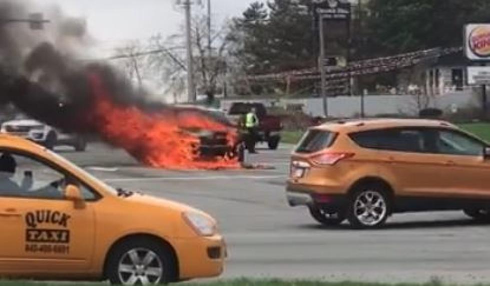 [Watch] Car Catches Fire in Busy Newburgh Intersection