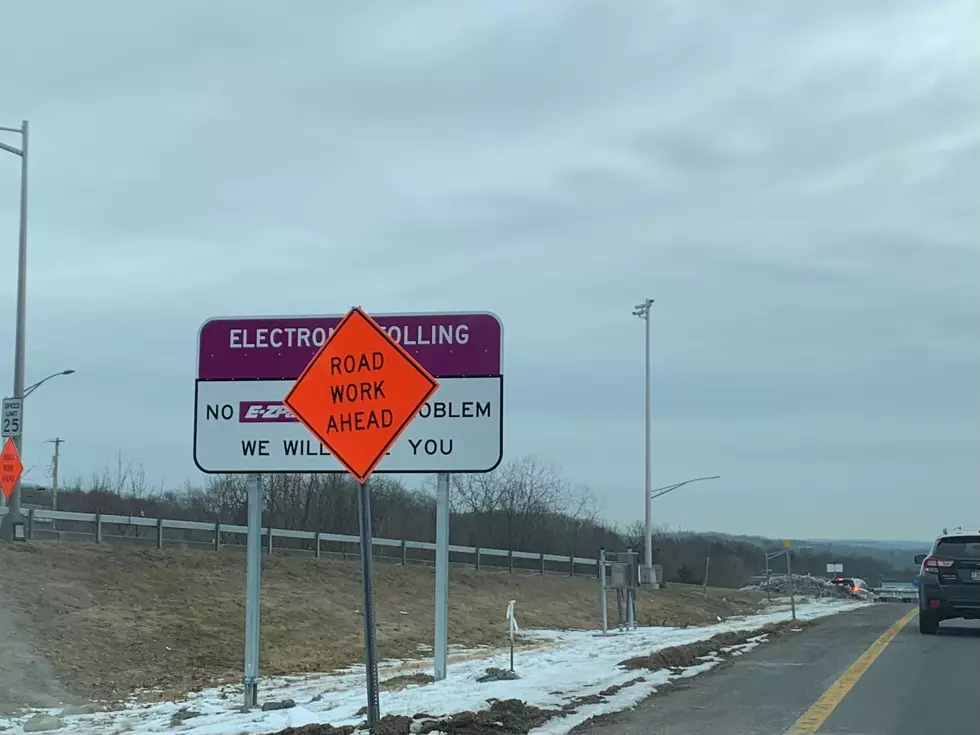 You'll have to trust me that the sign says ""No E-ZPass, no problem. We ill bill you" (Jonah)