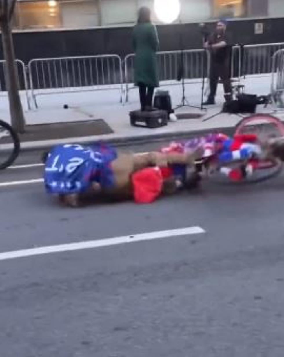 Man Poses As ‘QAnon Shaman’ on Bike in NYC & it Doesn’t End Well