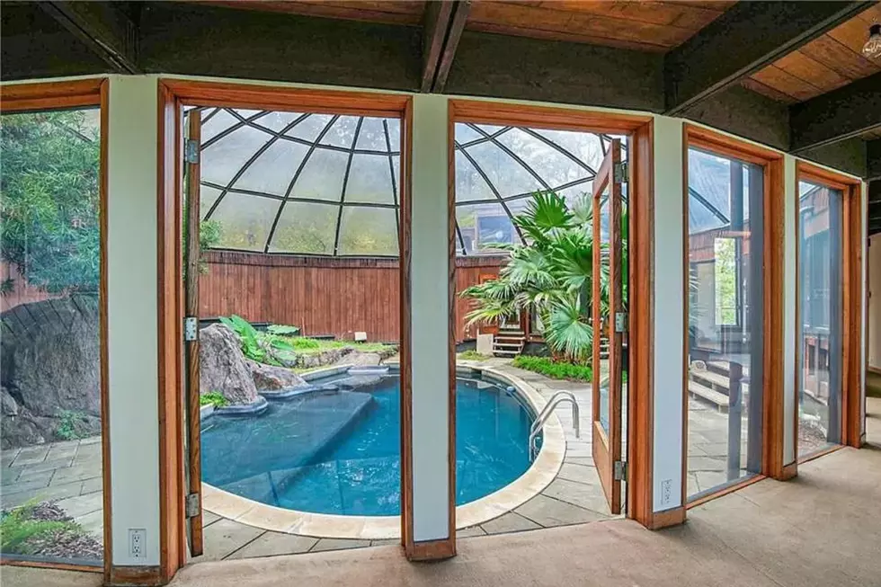 Interior photo of an indoor residential pool
