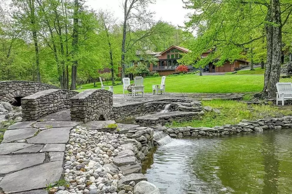 A pond and waterfall on an Ulster County, NY property