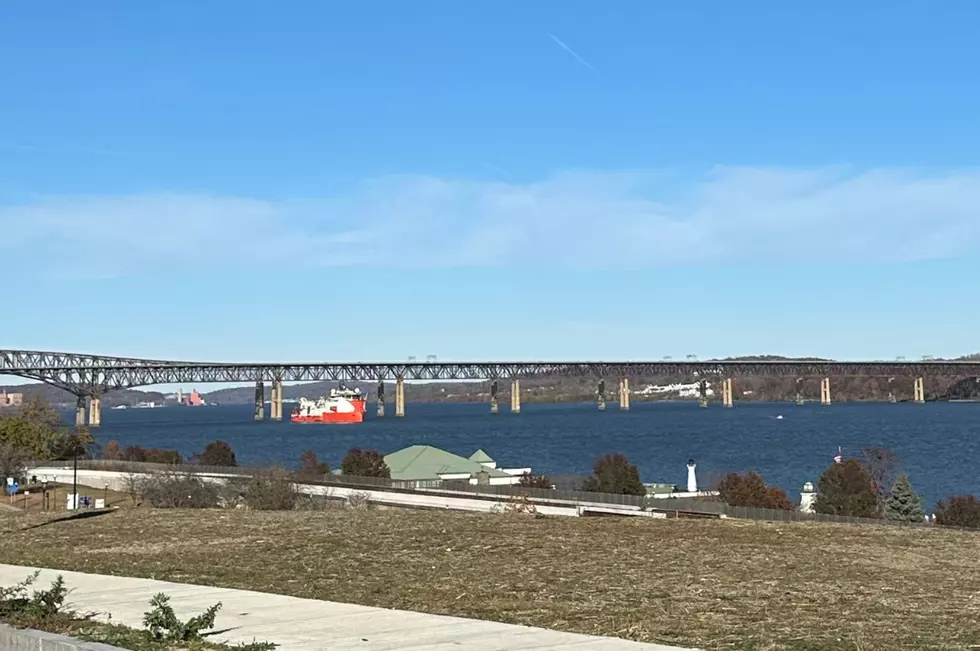 A large boat on the Hudson River