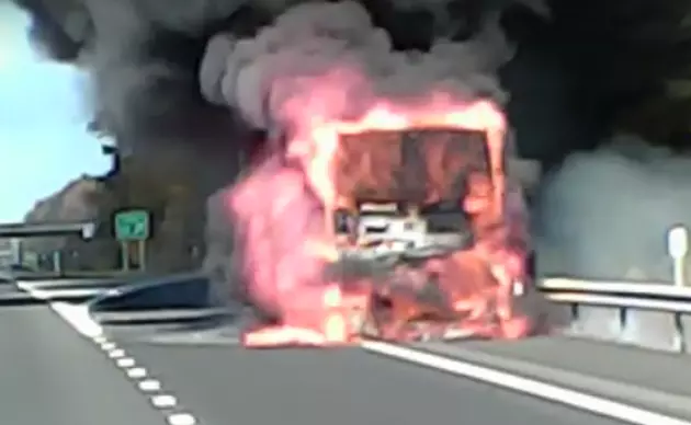 Dash Cam Catches Bus Bursting Into Flames in New Paltz
