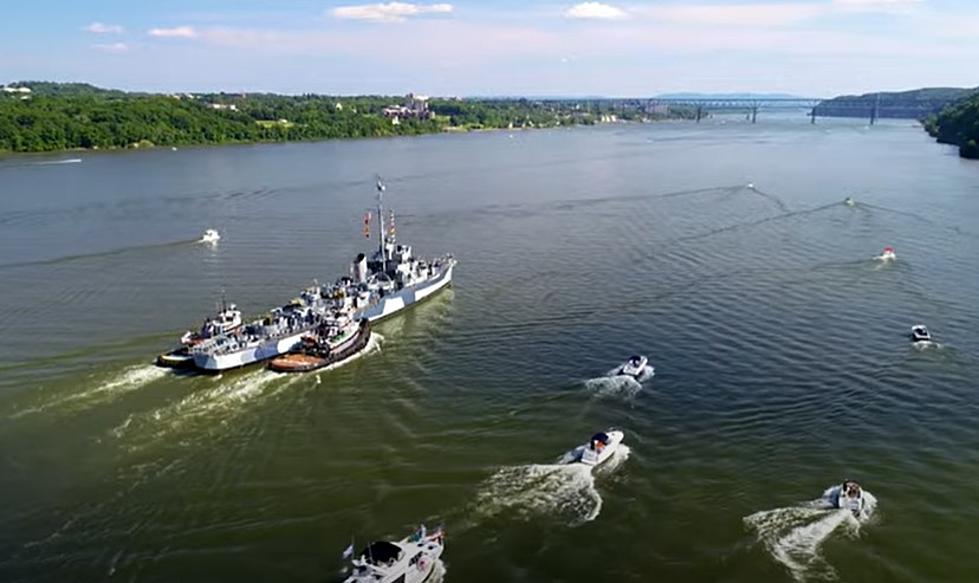 Hudson Valley Captures WWII Warship Sailing Down River