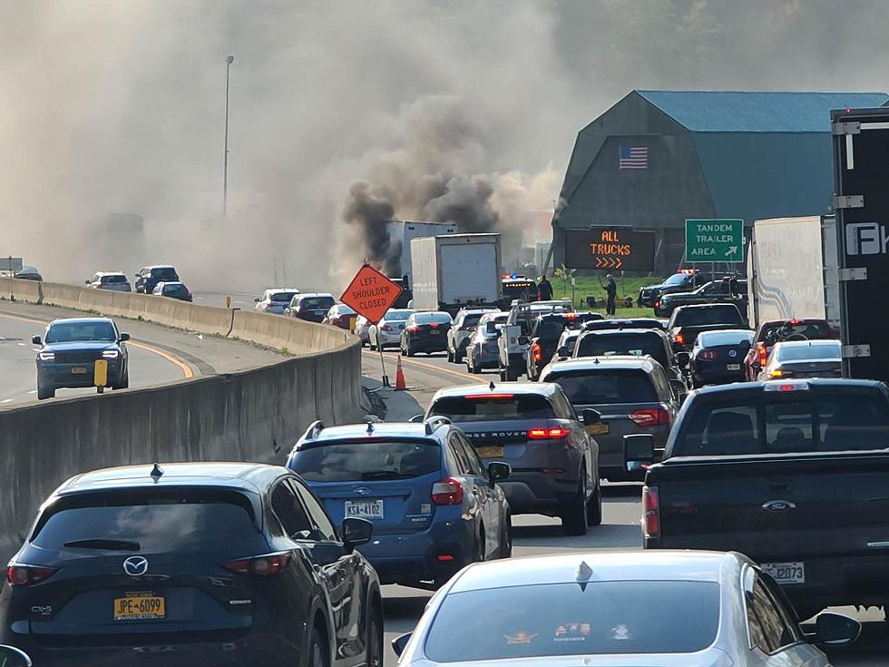 Trailer Catches Fire on New York State Thruway [PICS]