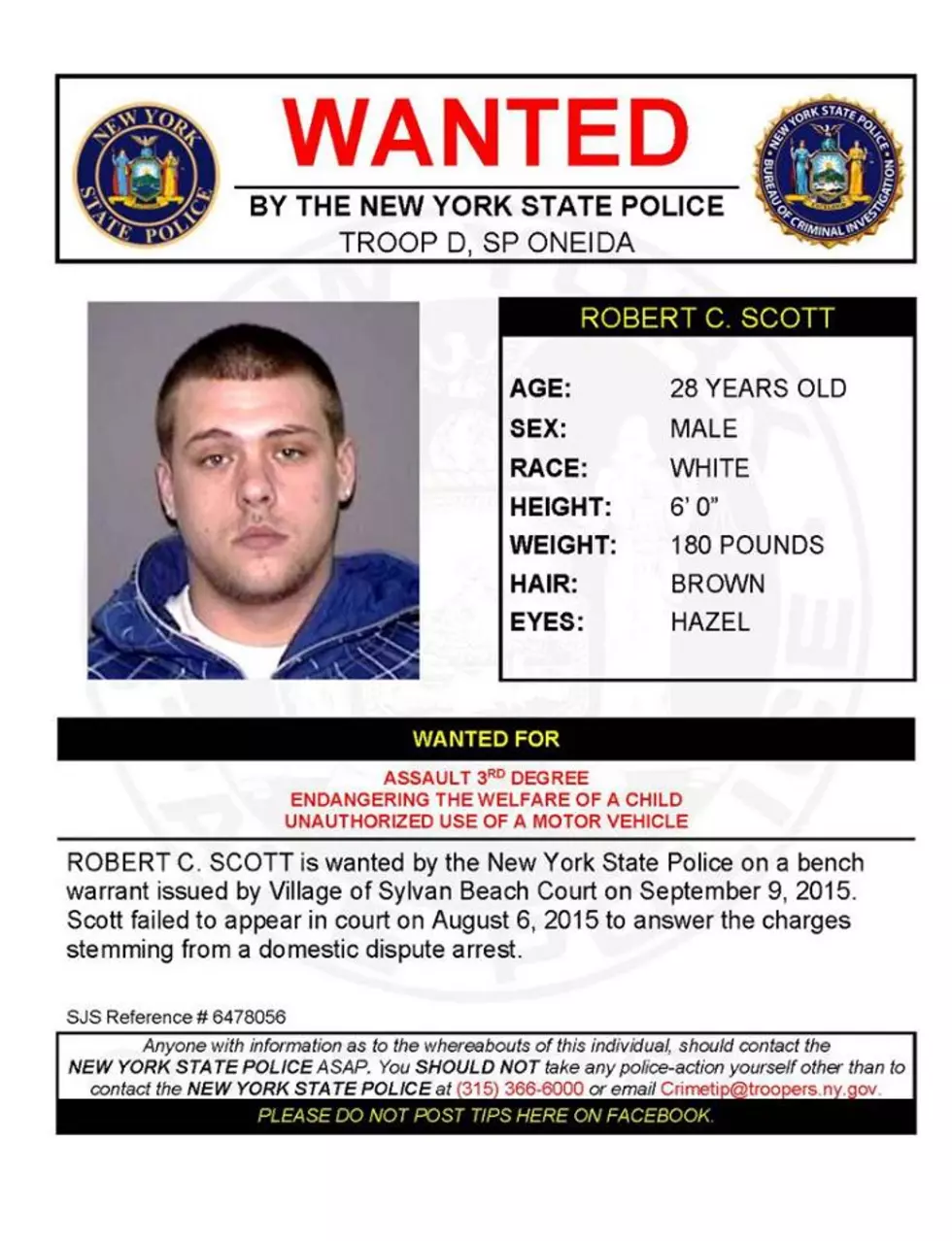 Warrant Wednesday: Man Wanted for Assault, Endangering the Welfare of a Child