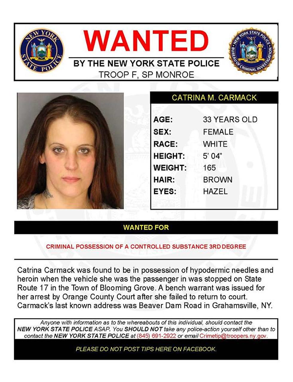 Warrant Wednesday: Sullivan County Woman Wanted for Possession of Controlled Substance