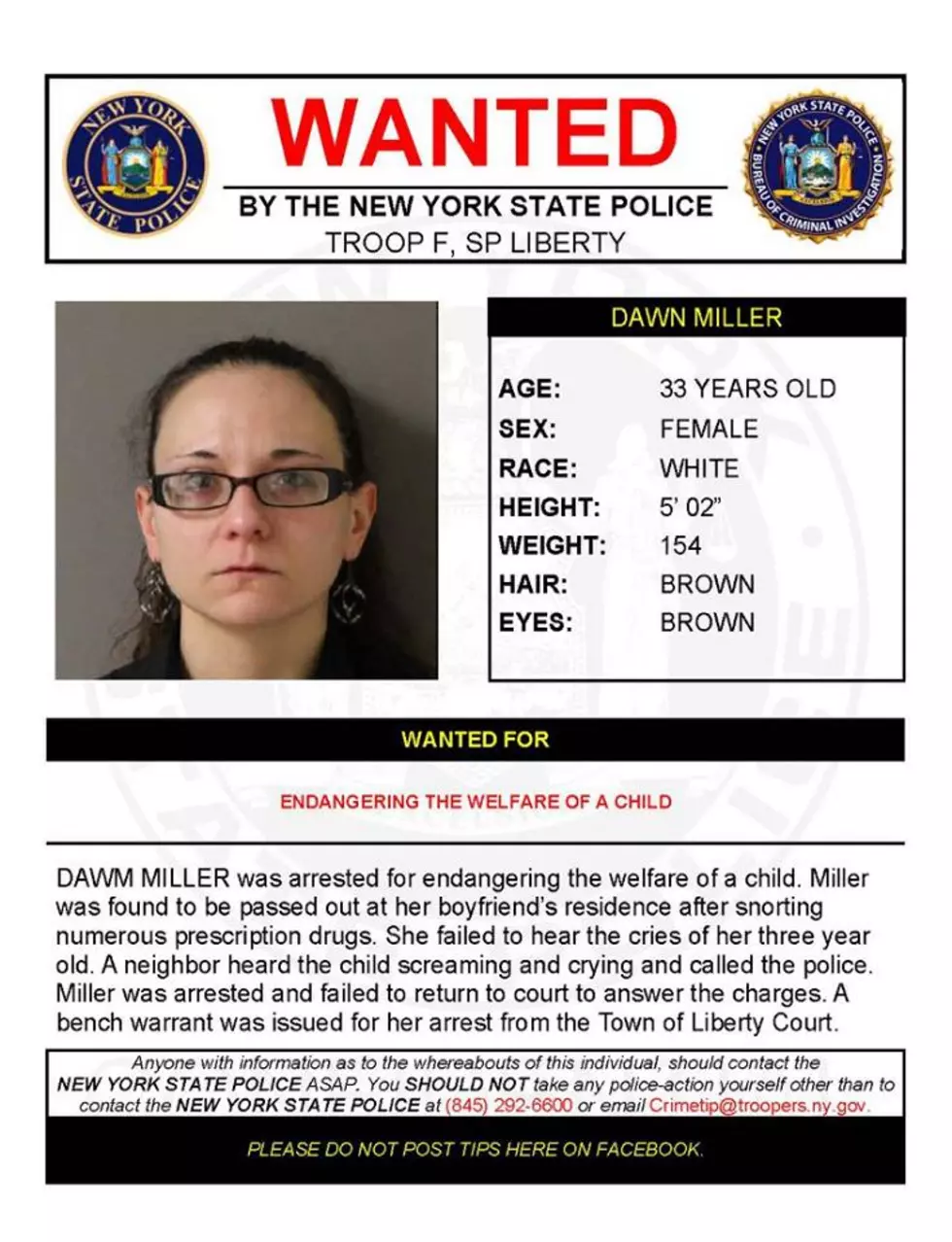 Warrant Wednesday: A Sullivan County Woman Wanted for Endangering the Welfare of a Child