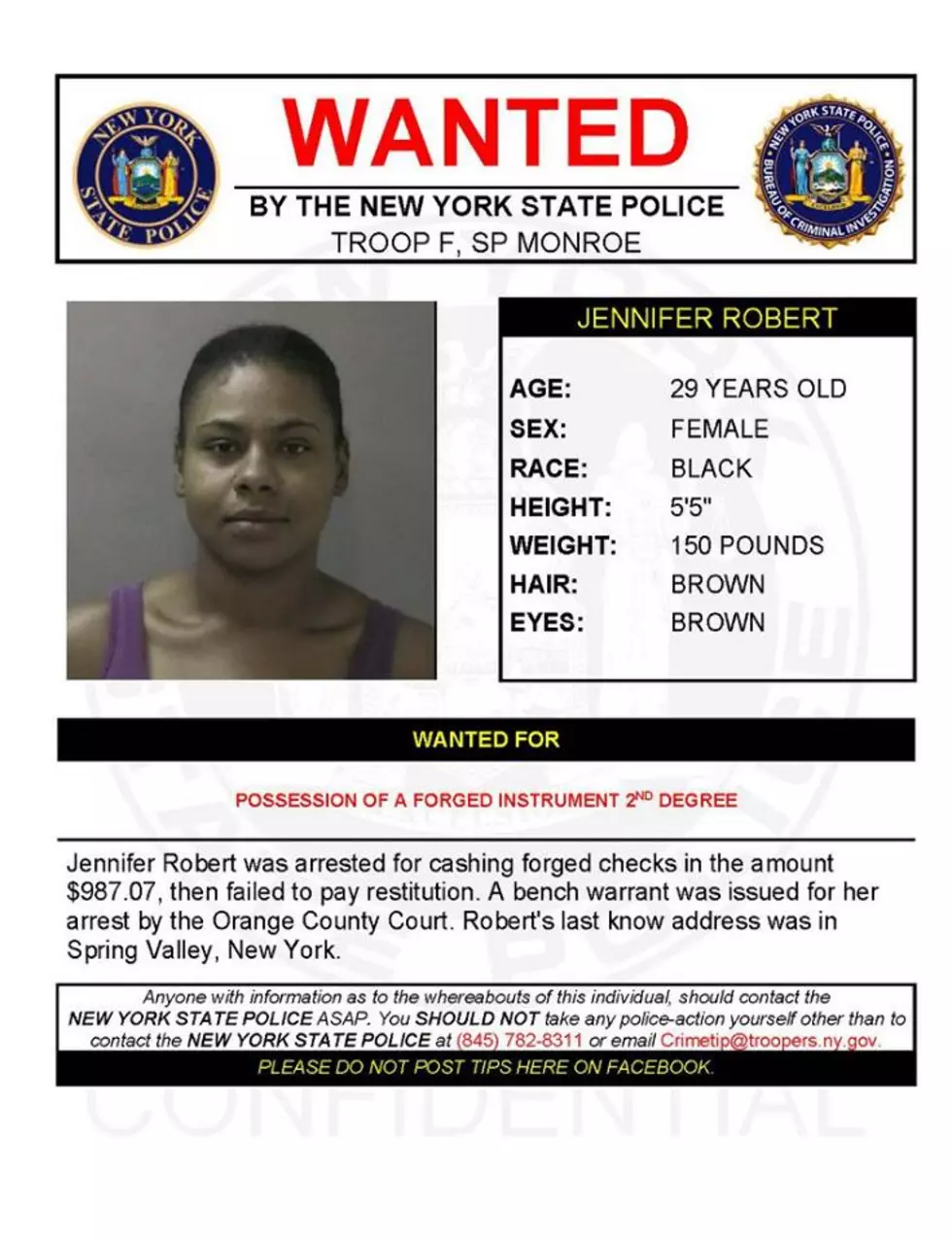 Warrant Wednesday: Orange County Woman Wanted For Possession of Forged Instrument