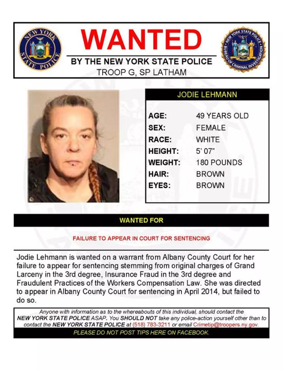 Warrant Wednesday: Hudson Valley Woman Wanted For Failure to Appear in Court For Sentencing