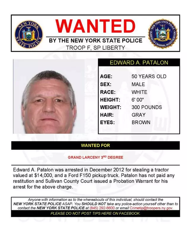 Warrant Wednesday: Sullivan County Man Wanted For Grand Larceny