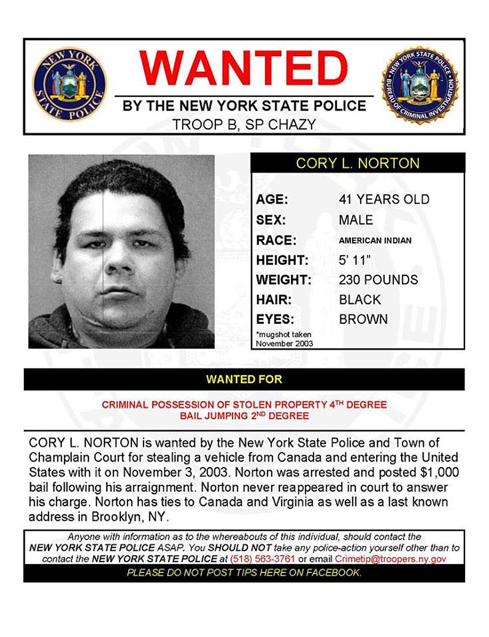 Warrant Wednesday: New York Man Wanted For Bail Jumping