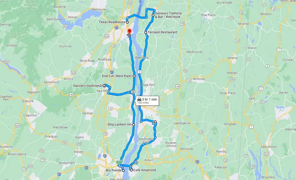 Map of Steak Restaurants around the Hudson River via Google