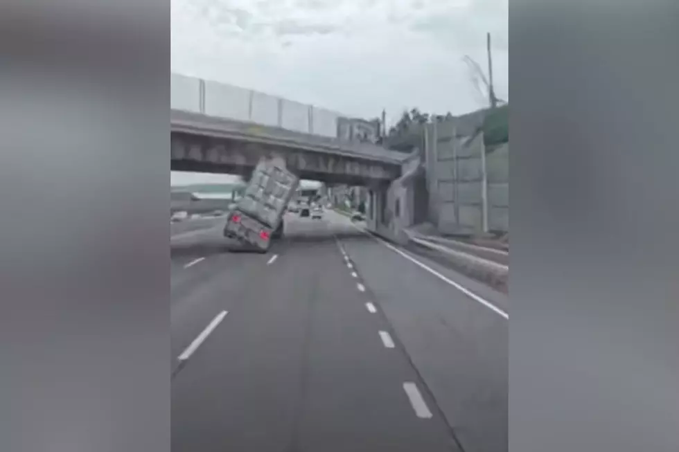 Dramatic Video Shows Tractor Trailer Hitting Overpass on Thruway