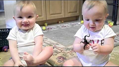 Twins baby funny video store
