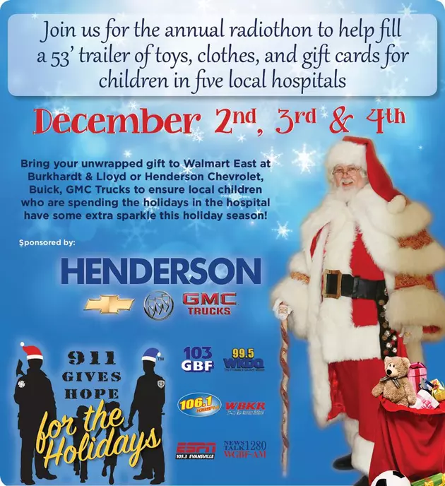 911 Gives Hope For The Holidays Toy Drive is Dec 2nd-4th