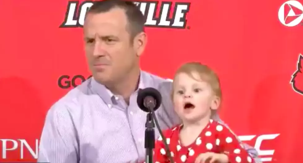 Cute Little Talker Steals Show From Dad at University of Louisville Women&#8217;s Basketball Press Conference