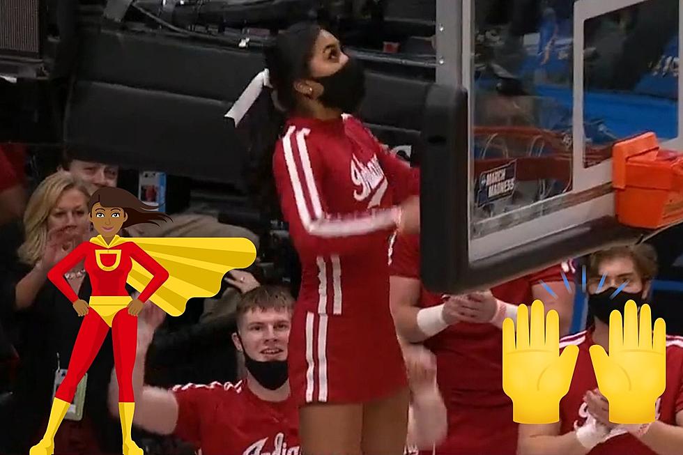 WATCH: Indiana Cheerleader Goes Viral for Grabbing the Biggest Rebound of the NCAA Tournament