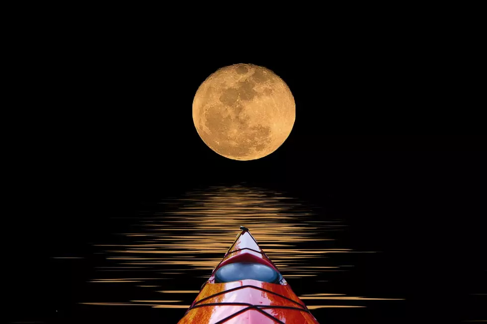 Kayak Under the Full Moon at Blue River in Indiana