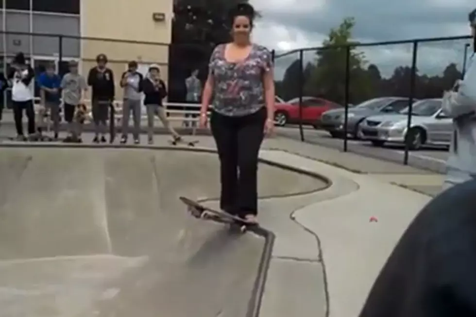 Drunk Skateboarding Mom Drops in, Literally
