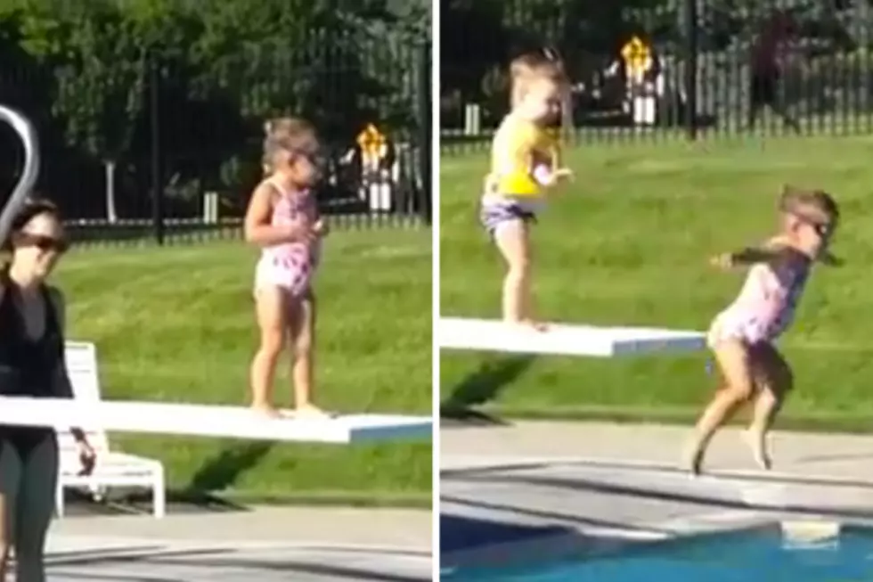 Impatient Toddler Pushes Girl Off Diving Board