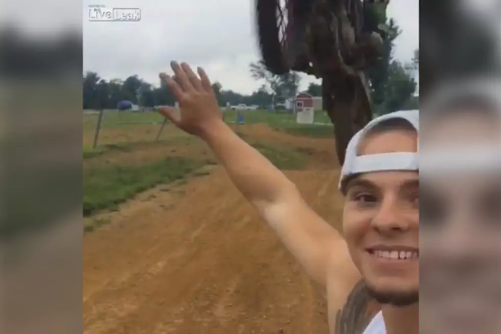 Guy Acts As a Landing Strip For a Dirt Bike in Selfie Video