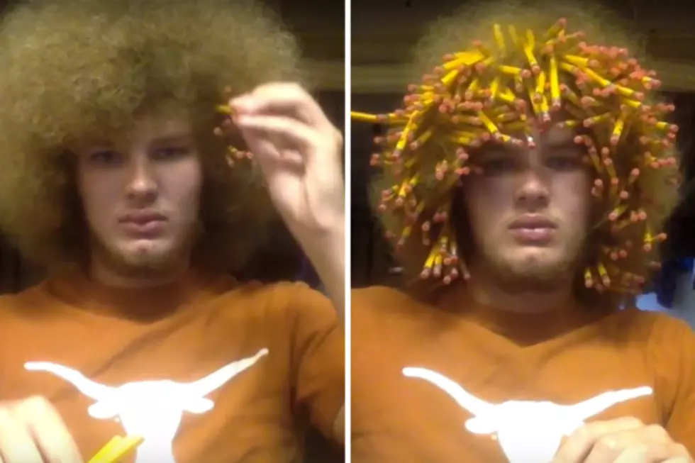 Guy Attempts World Record for Most Pencils Stuck in His Hair