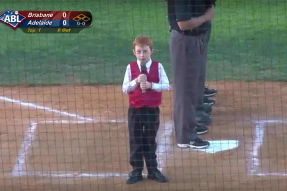 Australian Kid Fights Hiccups While Singing the National Anthem