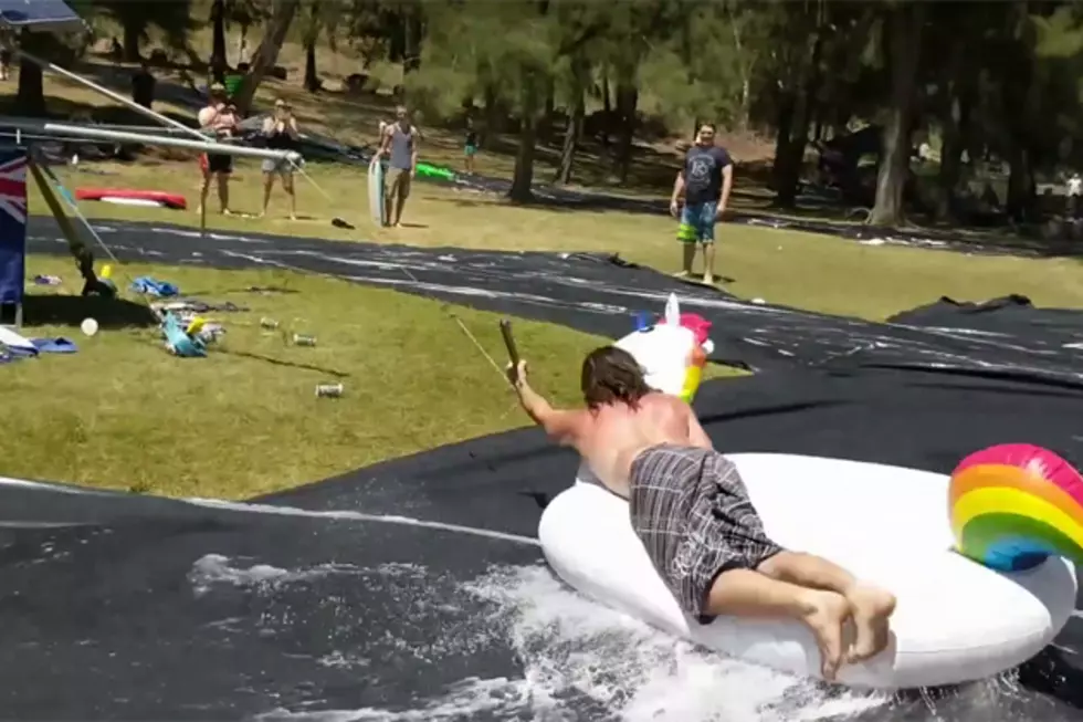 Aussies Create Ultimate Spinning Slip And Slide For Australia Day