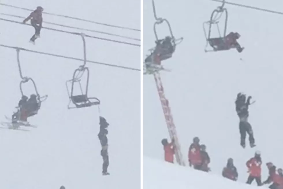 Guy Hanging From Ski Lift Saved By Professional Slackliner